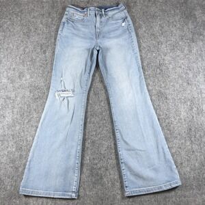 Gap Jeans Womens 6/28 Light Wash '70s Flare High Rise Distressed Stretch Denim